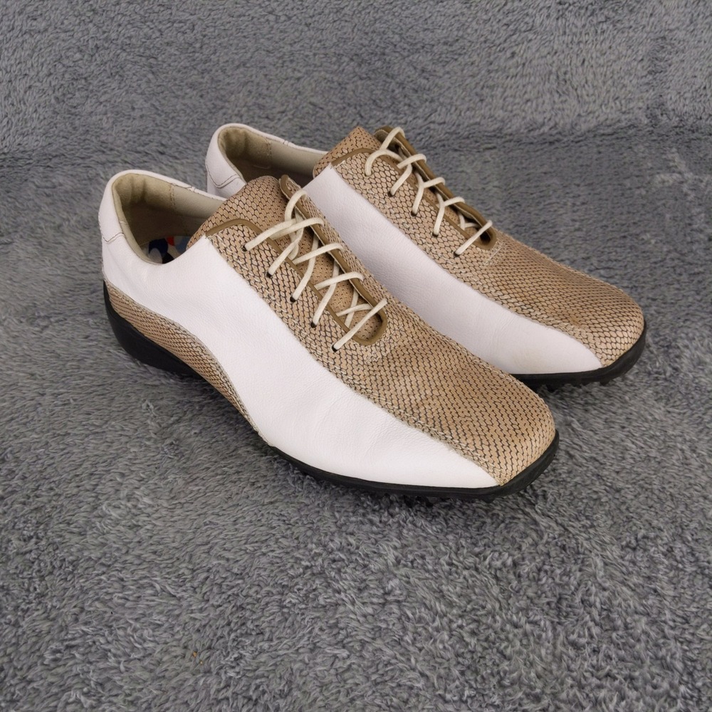 FootJoy LoPro Collection Golf Shoes Womens 7M White‎ Beige Leather Spiked